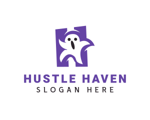 Scary Ghost Letter H logo design