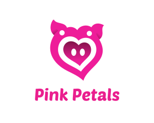 Pink Pig Love Heart logo design