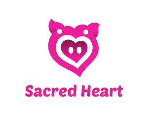 Pink Pig Love Heart logo design