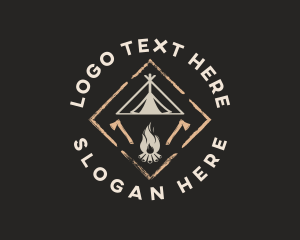 Camping Tent Bonfire Logo