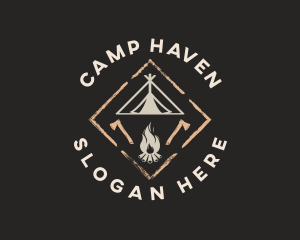 Camping Tent Bonfire logo