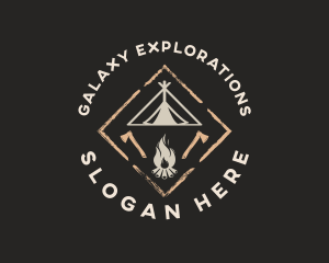 Camping Tent Bonfire logo design