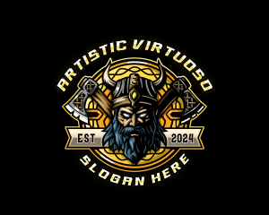 Masculine Viking Axe logo design