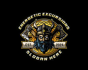 Masculine Viking Axe logo design