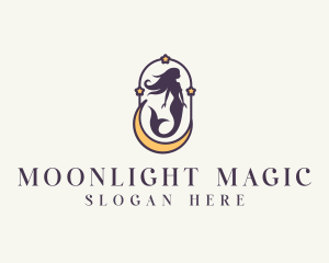 Mermaid Moonlight Stars logo design