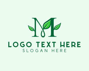 Organic Leaf Letter M logo