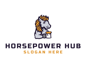 Horse Beer Cartoon logo design