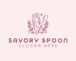 Baking Spoon Rolling Pin logo design