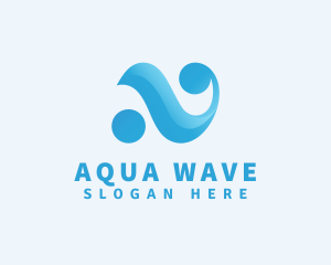 Aqua Wave Letter N logo