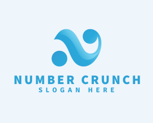 Aqua Wave Letter N logo design