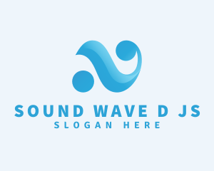 Aqua Wave Letter N logo design