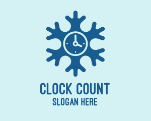 Blue Snow Clock logo design