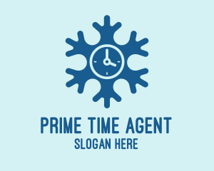 Blue Snow Clock logo design