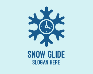 Blue Snow Clock logo design