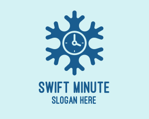 Blue Snow Clock logo design