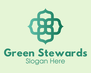 Green Minimalist Radial Clover  logo design