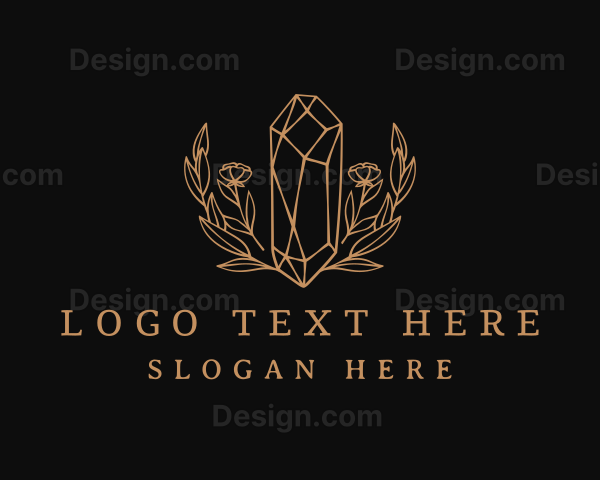 Golden Floral Gemstone Logo