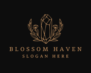 Golden Floral Gemstone  logo design