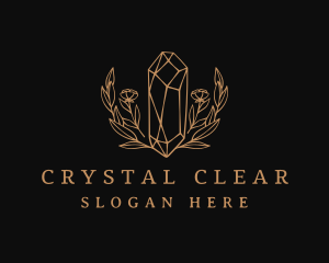 Golden Floral Gemstone  logo design