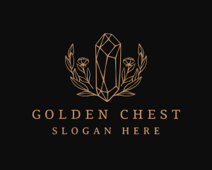 Golden Floral Gemstone  logo design