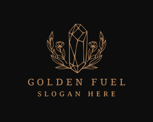 Golden Floral Gemstone  logo design