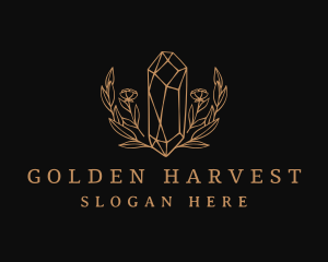 Golden Floral Gemstone  logo design