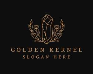 Golden Floral Gemstone  logo design