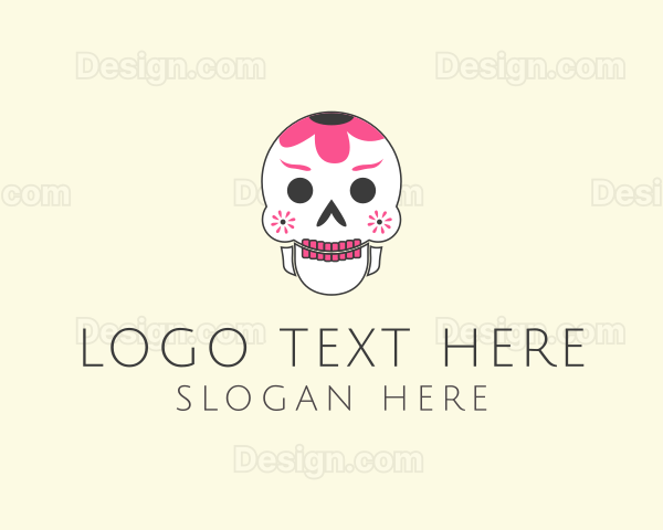 Festive Floral Skull Logo