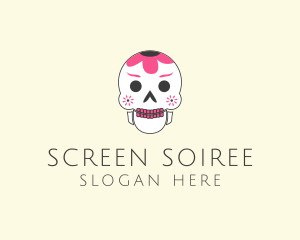 Festive Floral Skull logo design