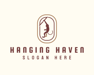 Hanging Monkey Oval logo design