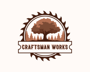 Sawmill Woodcutter Tree logo design