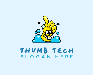 Cleaning Glove Bubbles logo design