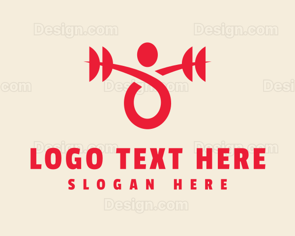 Abstract Red Weightlifter Logo