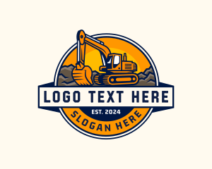 Excavator Backhoe Quarry Logo