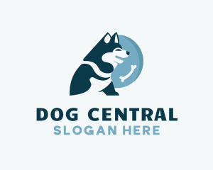 Cute Husky Dog logo design