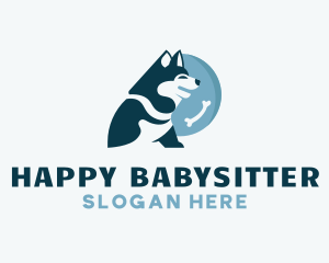 Cute Husky Dog logo design