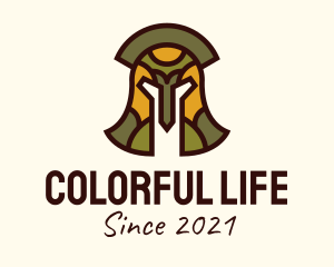 Colorful Gladiator Helmet  logo design