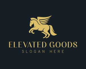 Gold Winged Horse Pegasus logo design