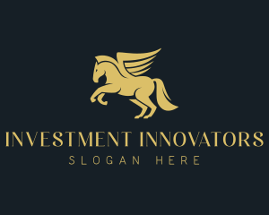 Gold Winged Horse Pegasus logo