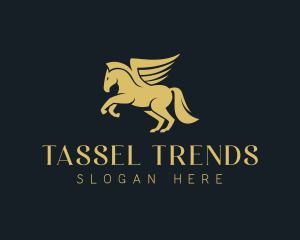 Gold Winged Horse Pegasus logo design