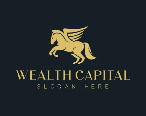 Gold Winged Horse Pegasus logo