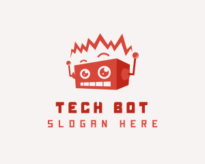 Cartoon Tech Bot logo design