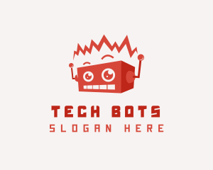 Cartoon Tech Bot logo design