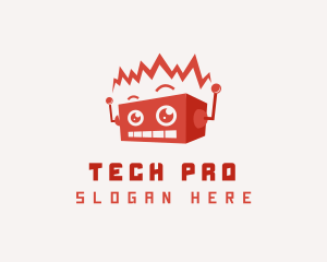 Cartoon Tech Bot logo design