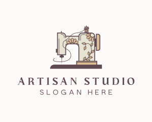 Floral Sewing Machine logo design