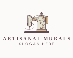 Floral Sewing Machine logo design