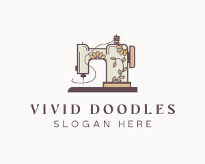 Floral Sewing Machine logo design