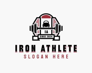 Barbell Kettlebell Gym logo design