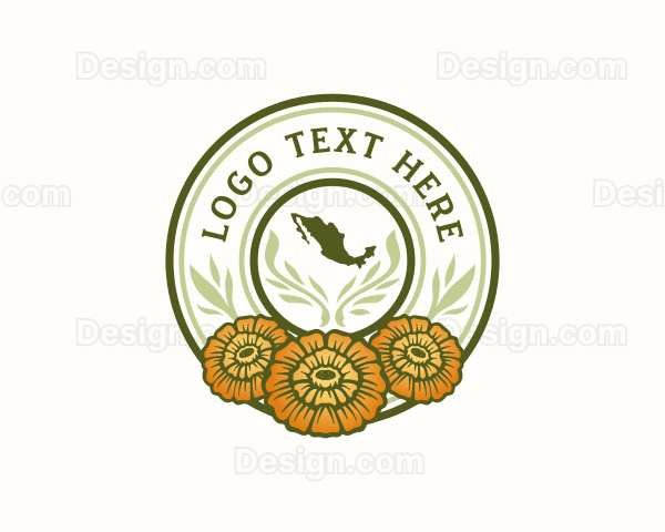 Mexican Marigold Flower Logo