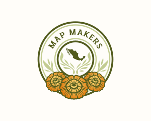 Mexican Marigold Flower logo design